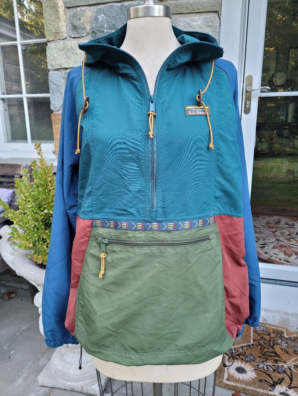 L.L.Bean Colorblock Anorak Pullover Jacket